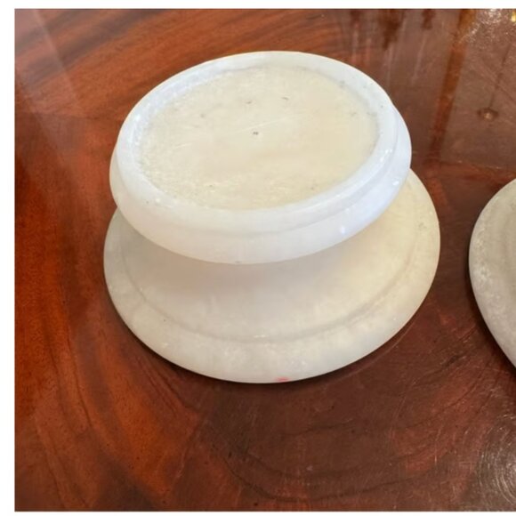 Restoration Hardware White Alabaster Pillar Candle Holders - Set of 2 - Picture 4 of 11